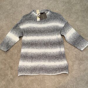 Tommy Bahama Gray and Cream Women's Turtleneck Sweater